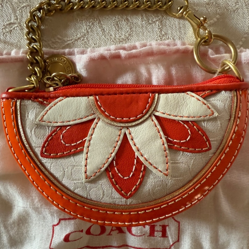 **SALE***COLLECTORS*RARE* NEW COACH ORANGE SLICE Mini purse w/ Brass Y2K - Picture 2 of 3